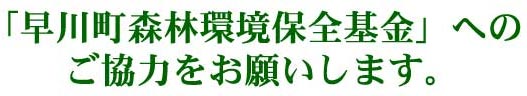 「早川町森林環境保全基金」へのご協力をお願いします。